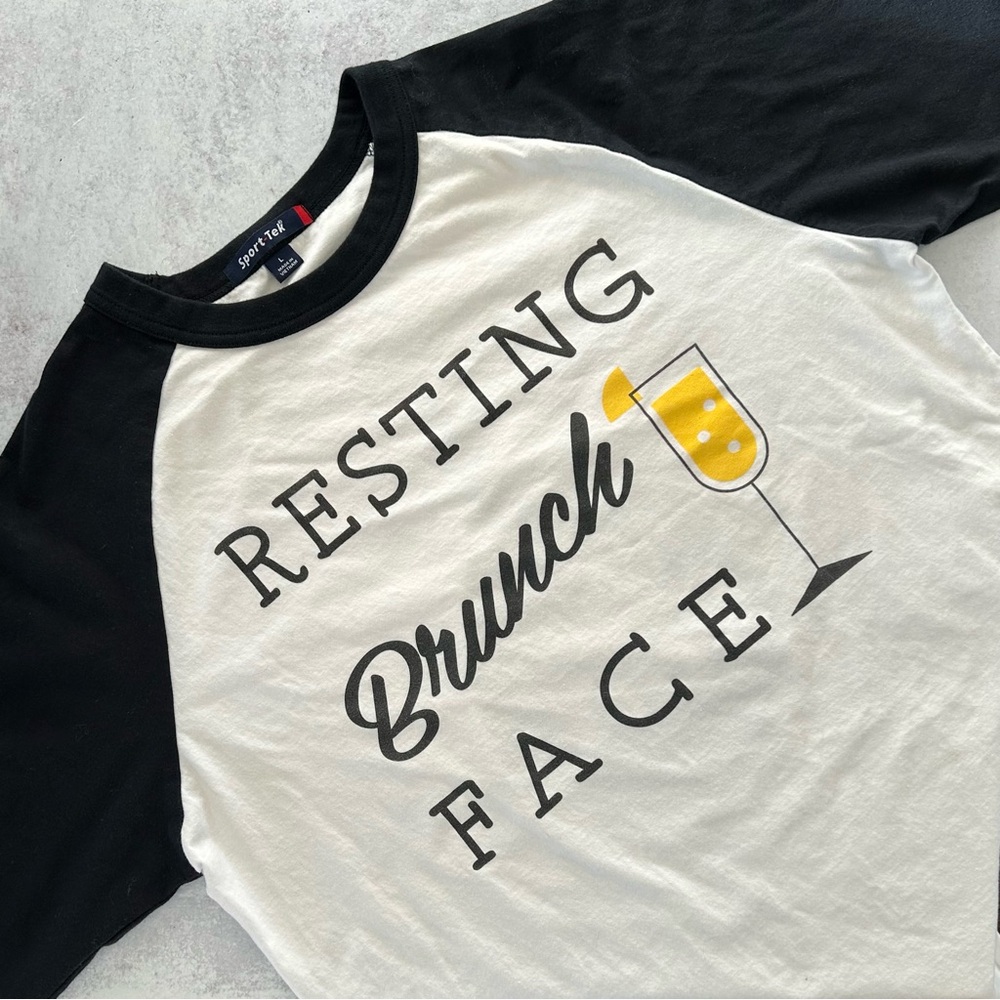 Bacon Eggs & Kegs Festival Resting Brunch Face 2 Side Graphic Raglan T-shirt, L